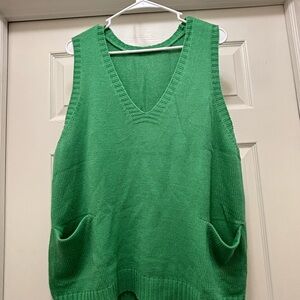 Amazon Women's Green V-Neck Sweater Vest